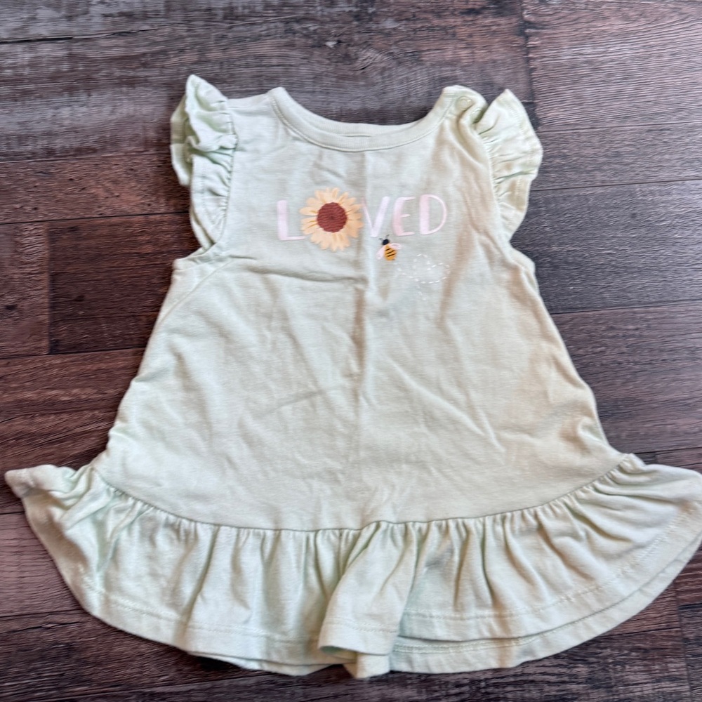 “Loved” mint green 6-9 month dress